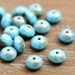 Picasso czech beads, Turquoise Blue glass beads spacers, donut, gemstone cut - 4x7mm - 25pc - 1167