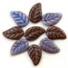 Czech glass leaves two tone brown and violet mix beads - pressed leaf - 14x9mm - 15Pc