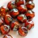 Picasso czech glass beads - red orange brown - autumn colors - round cut baroque balls - 8mm - 20PC - 035s