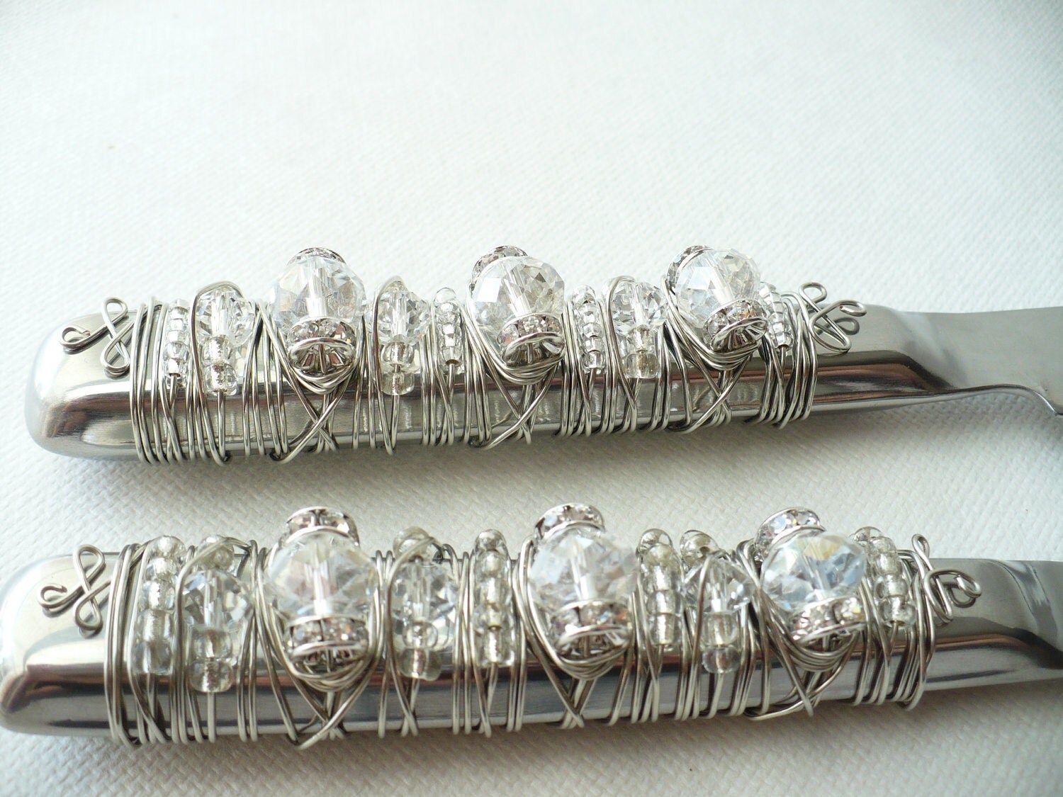 Crystal Clear Beaded Wedding Cake Server Set