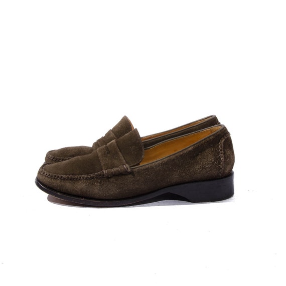 Items similar to Women's Cole Haan Penny Loafers Sage Green Suede Shoes ...