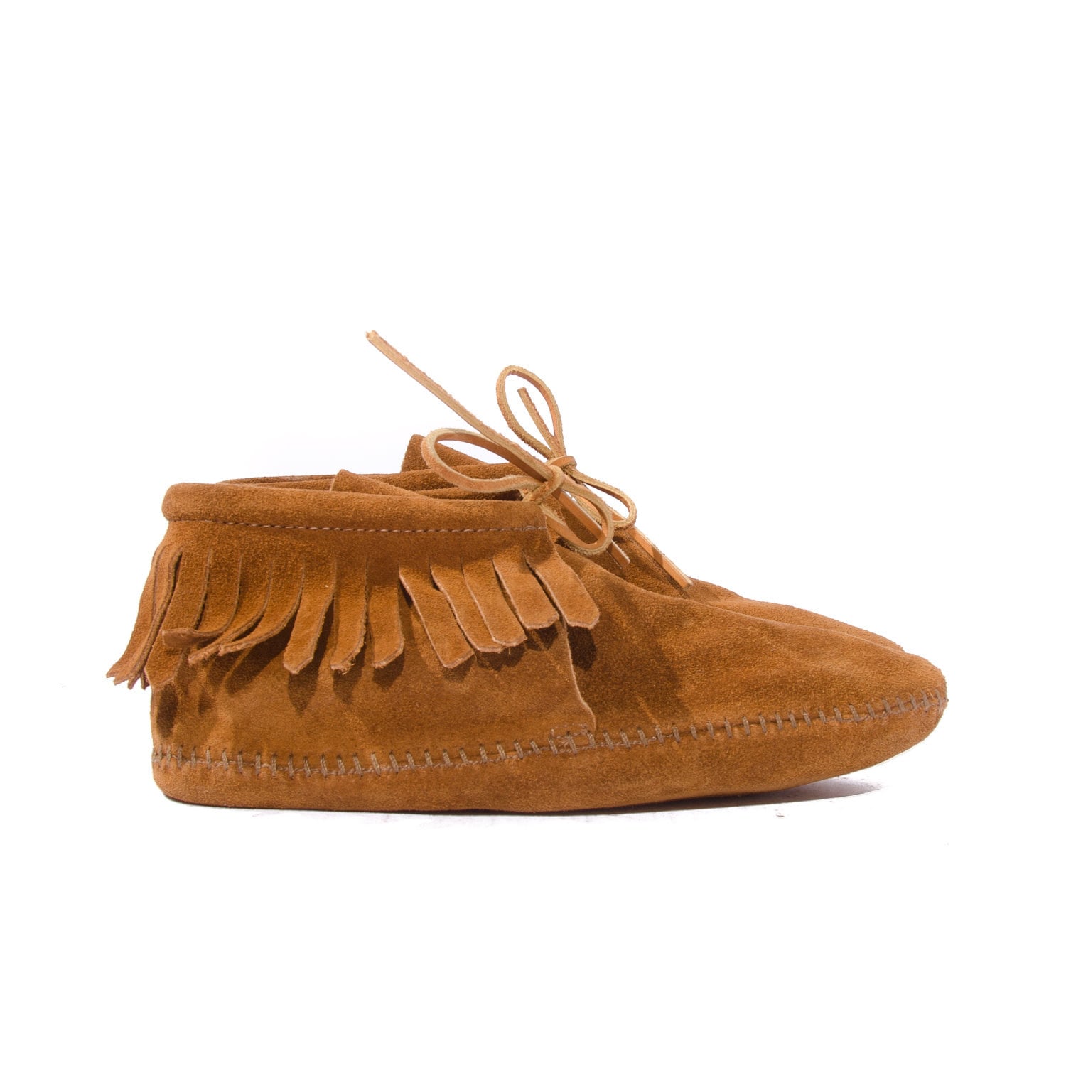 Minnetonka Moccasin Fringe Ankle Booties Suede Soft Sole Mocs