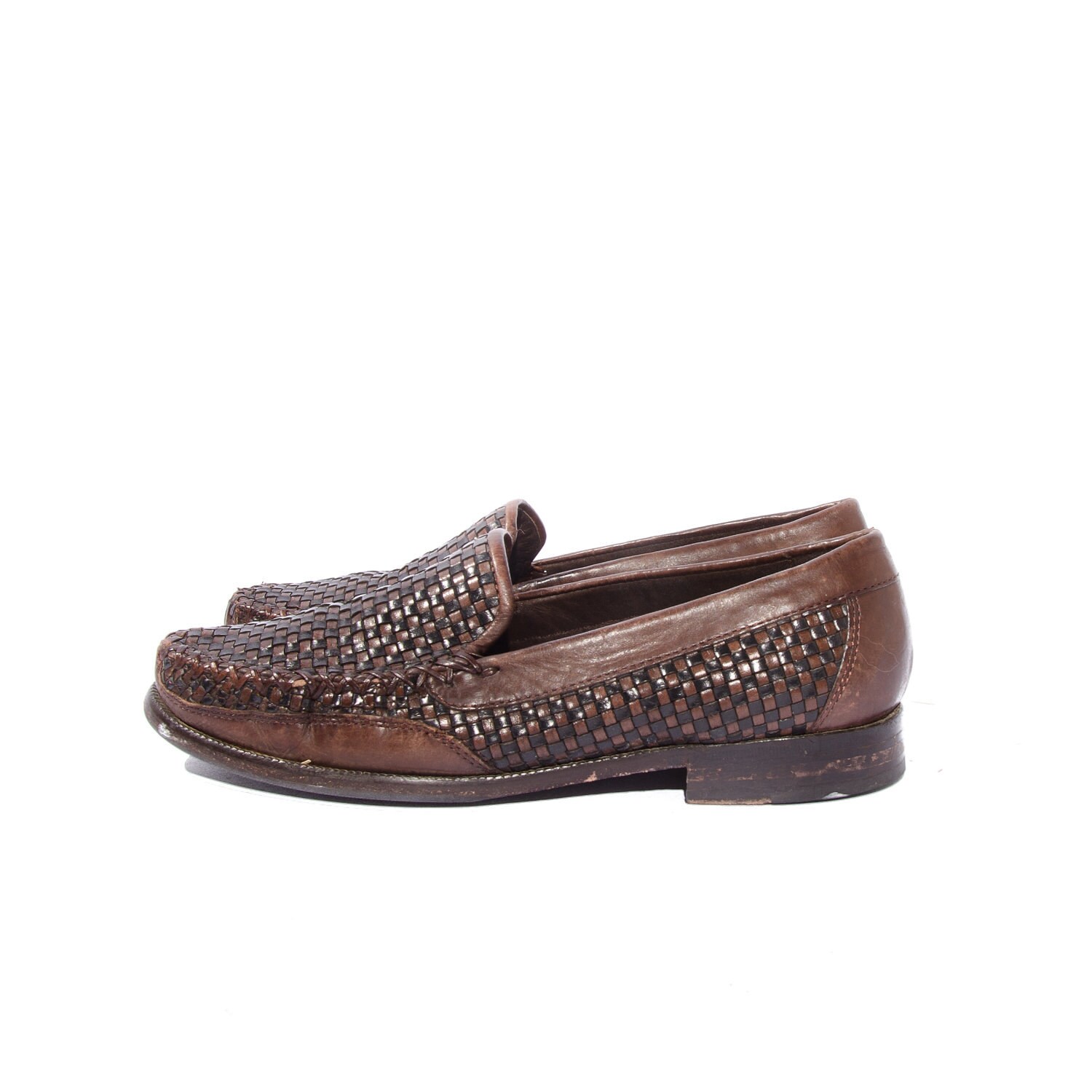 90's Cole Haan Basket Weave Loafers Black and Brown