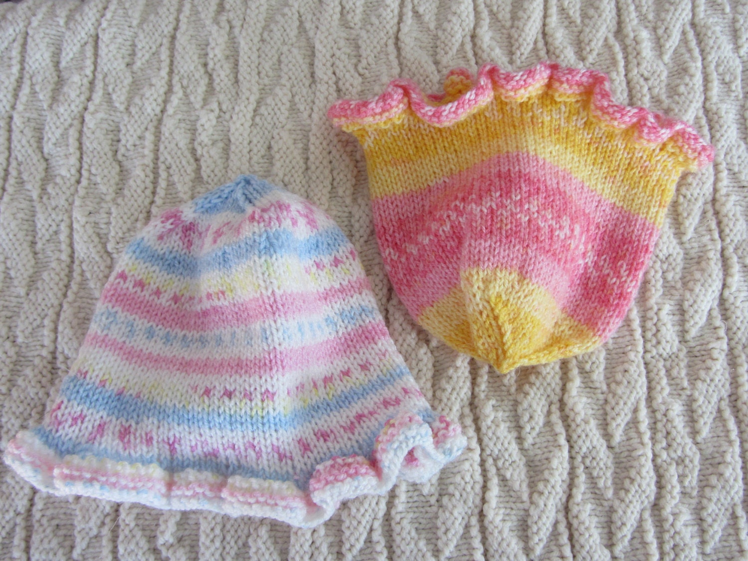 Baby Ruffled Hat Knitting Pattern by GrammasKnittedGifts on Etsy