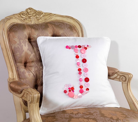 CUSTOM MADE Monogram Letter J Pillow Cushion Cover in PINK red