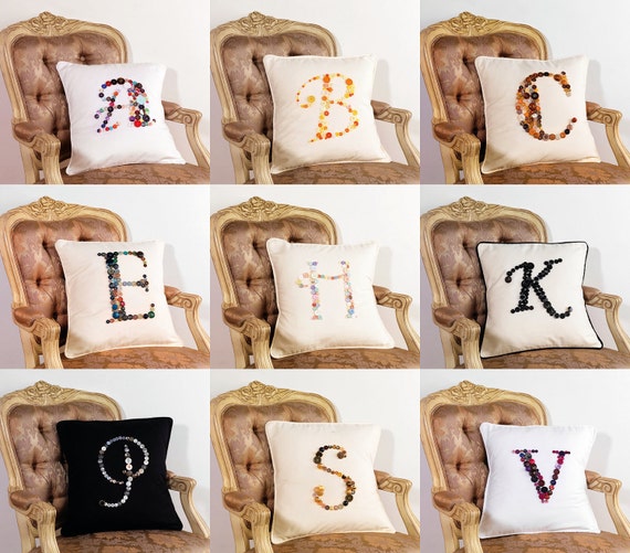 BESPOKE CUSTOM MADE Monogram Letter Pillow Cushion Cover in