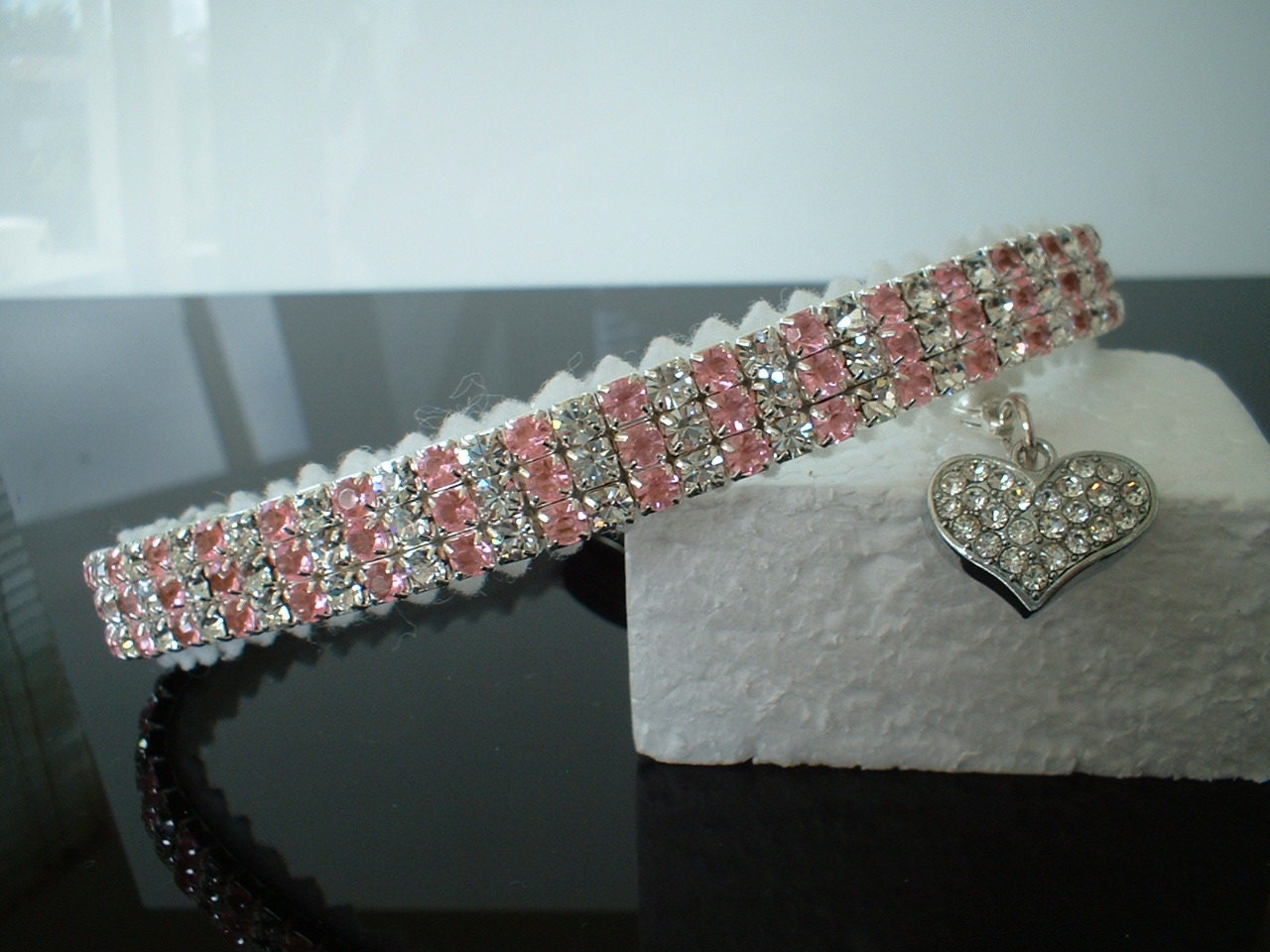 Dog or Cat. Pink Sapphire & Diamond Crystal Collar Cat kitten