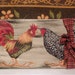 Collectable Unique stool or bench with rooster and hen