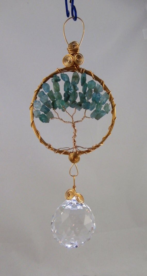 Feng Shui Crystal Suncatcher tree of life with Large crystal