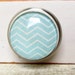 RESERVED for Kimberly-Blue Chevron Zigzag Round Glass and Metal Knob