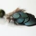 Handmade Feather Necklace in Blue, Green & Black, on Long Beaded Chain - Adjustable Length from 18" to 24"