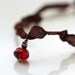 Ribbon Necklace. Handmade Jewellery with glass and Garnet gemstone pendant. Everyday Necklace