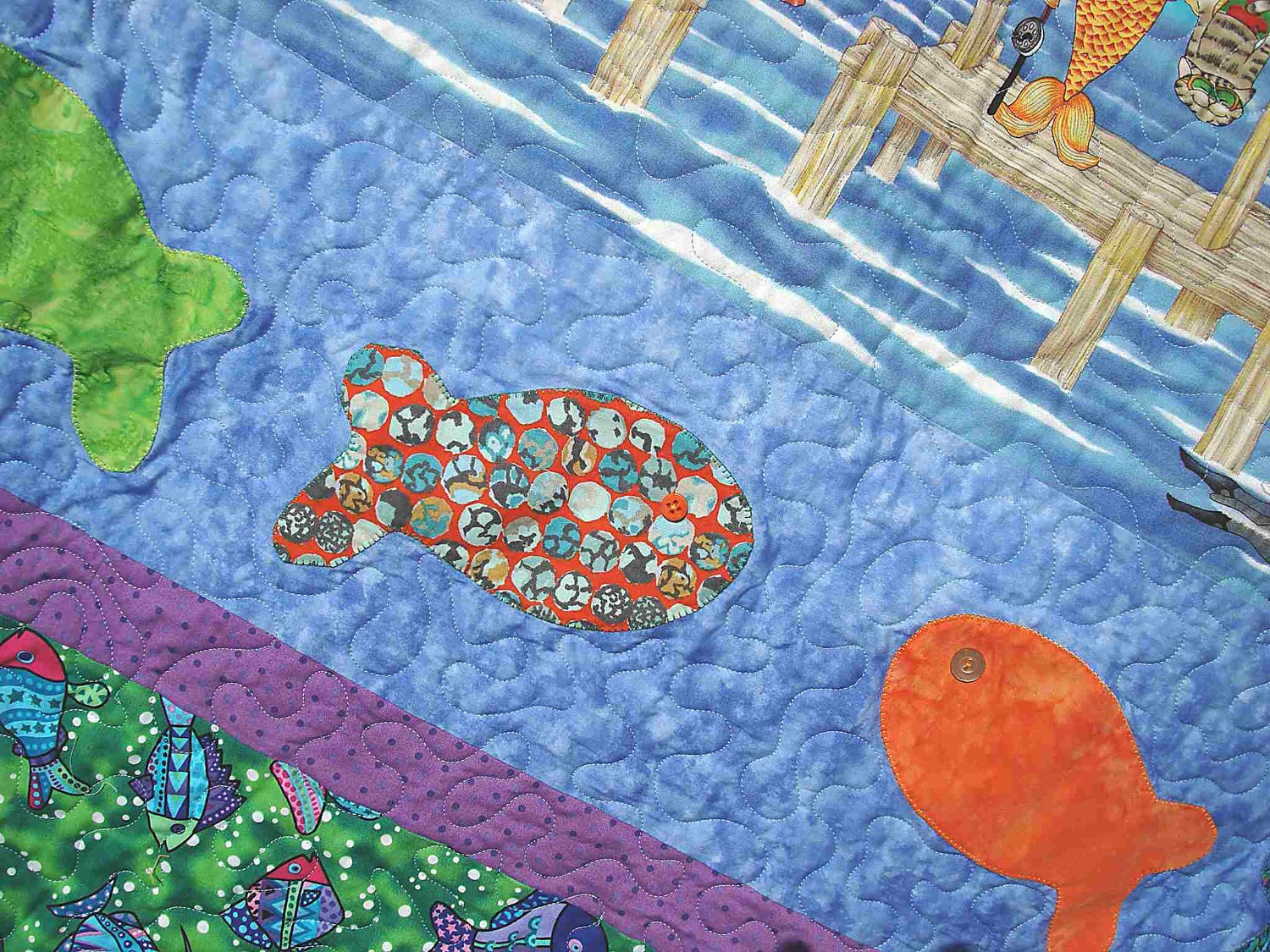 Pattern Quilt Summer Fun Row Quilt 41 x 48 beach crab