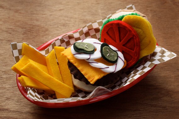 Felt Play Food - Cheeseburger and Fries