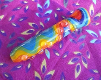 Hand Blown Glass Cigarette Holder ~ Inside Out - Rainbow