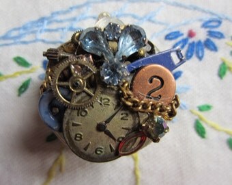 Brooch, Steampunk - Shades of Blue