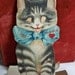 Vintage 1920's Die Cut Mechanical Cat Valentines Day Card Tail and eyes and tongue move back and forth