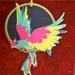 1920's Art Deco Die Cut very colorful parrot bridge tally card unused buzza