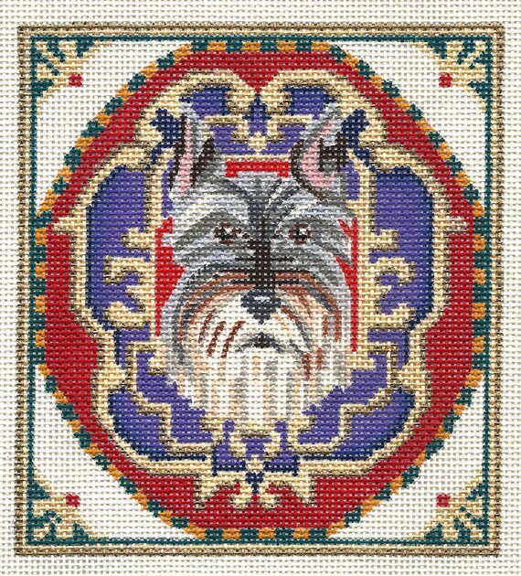 Needlepoint Dog Portrait Schnauzer
