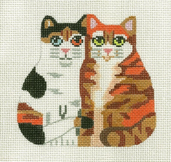 Needlepoint Cat Canvas Two Kittens by ADragonsTaleDirect on Etsy