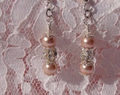 Pink Pearl and Crystal Earrings