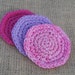 Crochet Cotton Face Scrubby Facial Scrub Pad Pink and Purple Set of 3