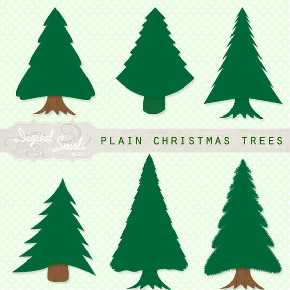 Plain Christmas Trees Digital Clipart for card making