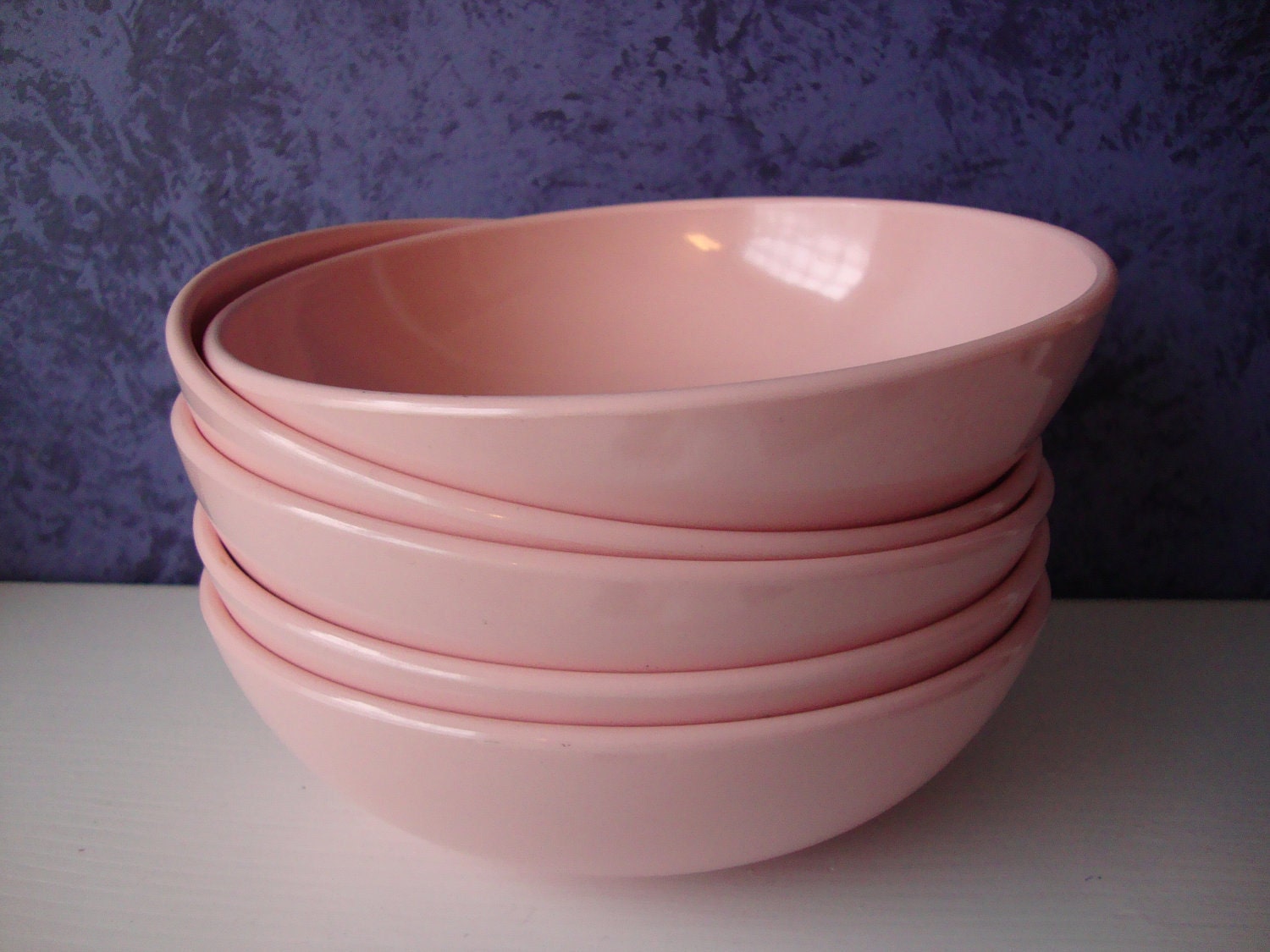 Pink Melmac Melamine Bowls Set of Five by WintervilleWonders