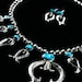 Diné (Navajo) Sterling Silver Tufa Cast Squash Blossom Necklace with Earrings - Sleeping Beauty Turqouise