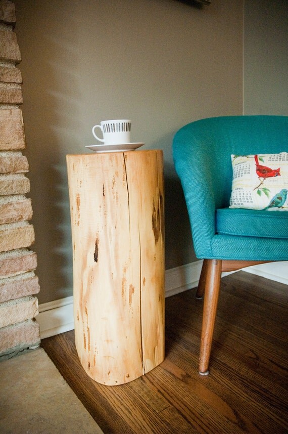 Stump Side Table Reclaimed Red Oak