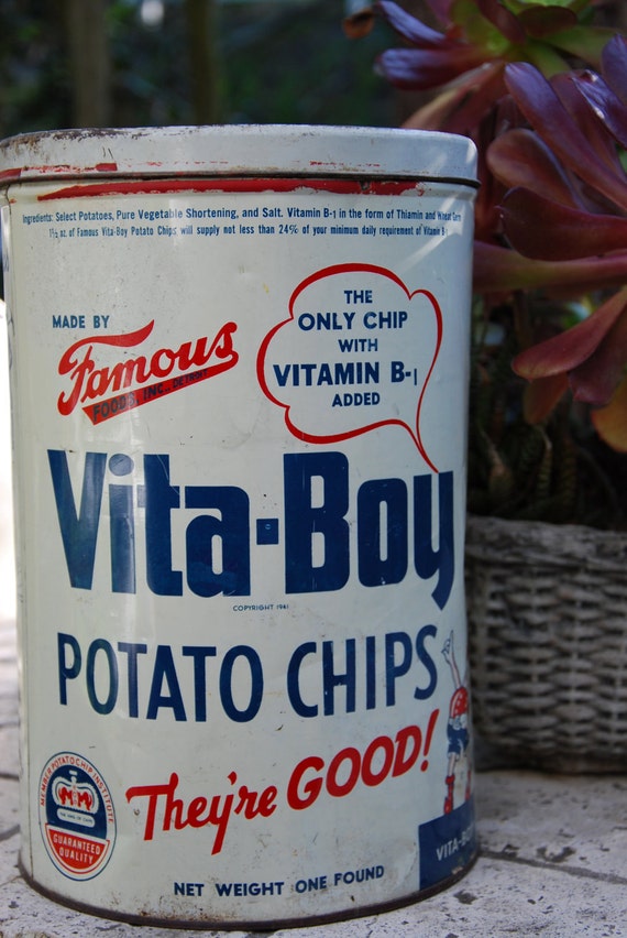 Vintage Vita Boy Chip Can