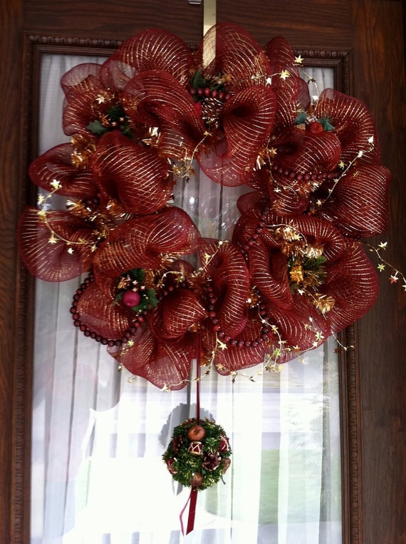 elegant christmas mesh wreath handmade wooden christmas ornaments