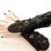 Black PVC beaded, embroidered Cuffs Gauntlets laced up with eyelets.
