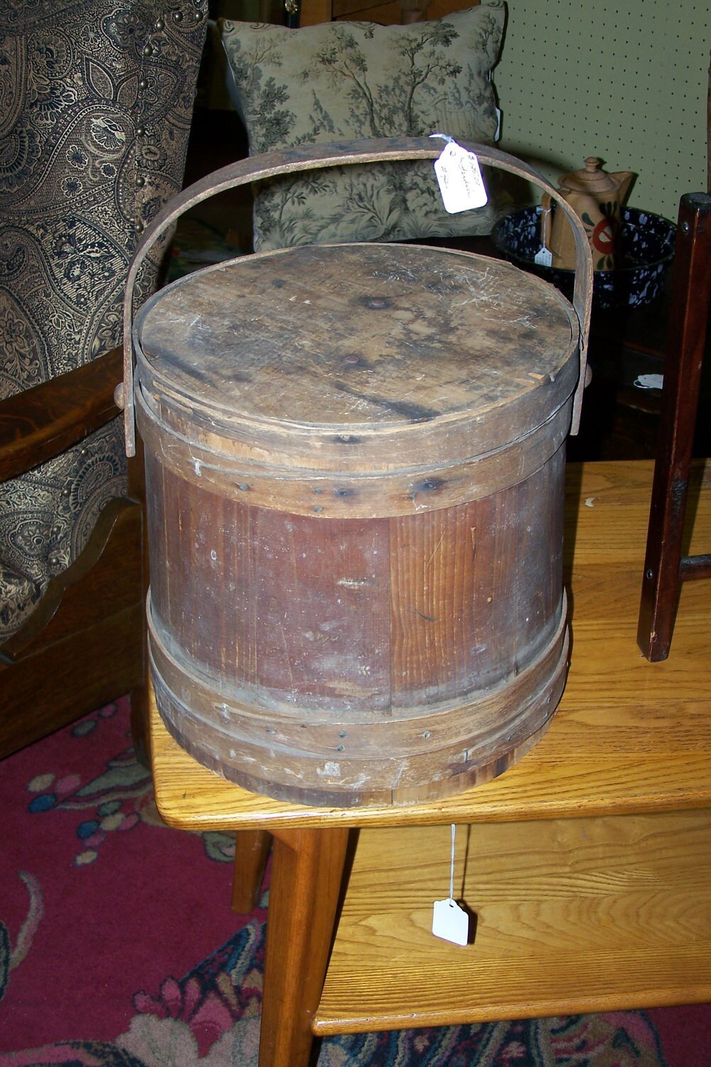 Firkin Sugar Bucket with Wooden Handle