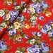 2014D - 1DmeteC Cotton fabric - Gilt bouquet (Red background)