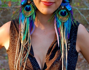 PIXIE JEWEL Long Feather Earrings SALE