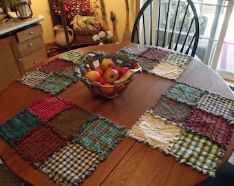 Rustic Rag Quilt Placemats, Rag Quilts, Handmade, Made-To-Order, Rustic Quilt, Farmhouse Table, Country Decor, Primitive Decor, Table Linens