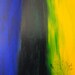 Free shipping with code FREESHIPPING Original 11 X 14 Acrylic Painting-Blue, yellow, green, striped bird Branch stamped painting