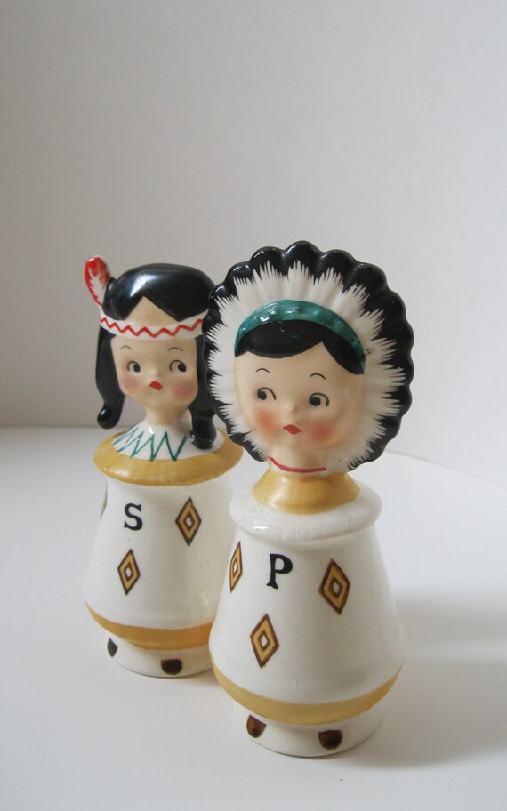 Vintage American Indian Salt and Pepper Shakers