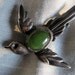 Beautiful Vintage Sterling Silver Bird Brooch with Green Cabochon