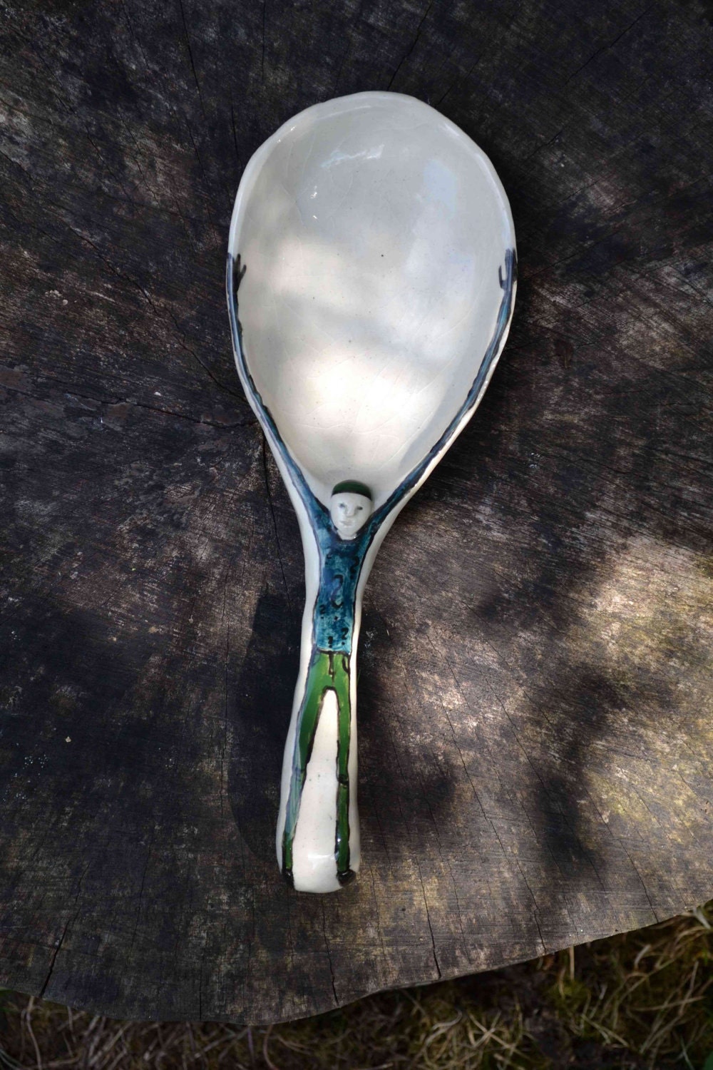 Ceramic Spoon Serving Spoon Handmade Crockery Decorated