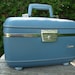 RESERVED Vintage Blue Train Case By US Trunk - Socialite 60 Travel Make Up Case