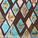 Mid Century Brown, Turquoise and Orange Fabric - Vintage Sports Themed Fabric