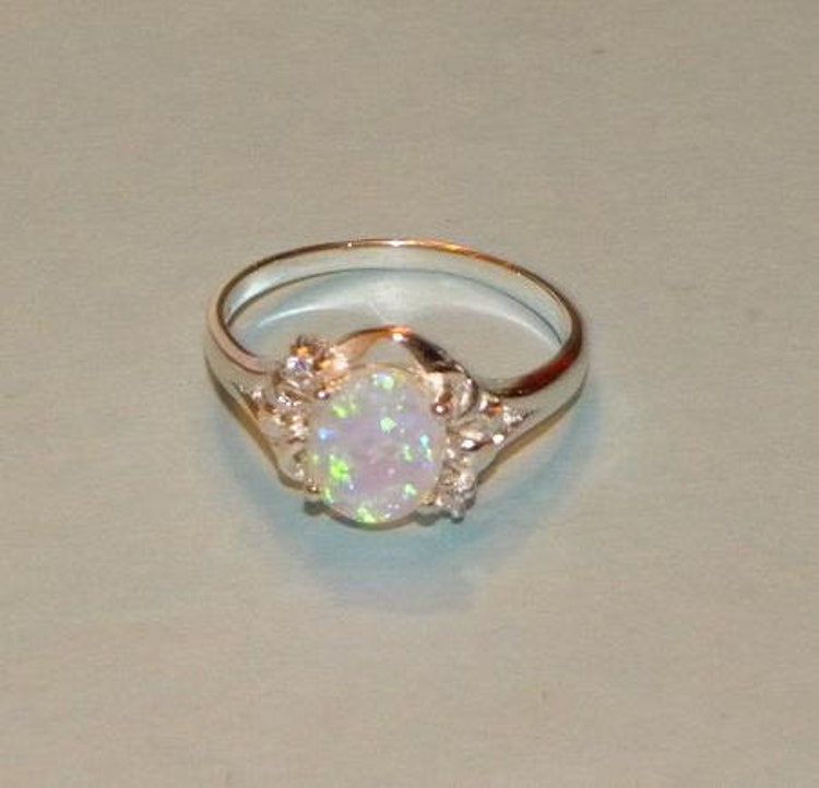 Australian Fire Authentic Opal Ring Sterling Silver by EUROBEADS