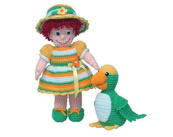 PDF Amigurumi Doll Pattern - Crochet Doll Pattern - 18" Deedee & 8" Polly Crochet Parrot - PDF Pattern (7401) Td creations