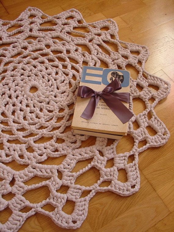 Handmade Crochet Rug Linen Beige by CarlitaCreations on Etsy