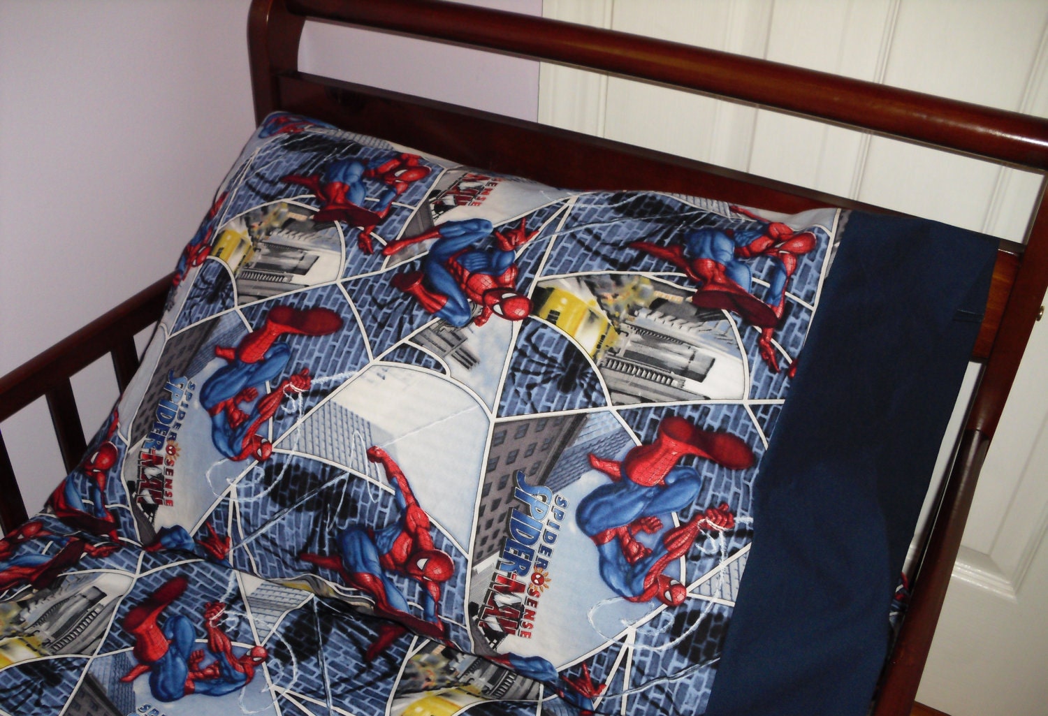 Spiderman Baby/ Toddler Bed Fitted Sheet by SweetDreamsbyGranny
