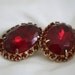 Ruby Red Rhinestone Clip Earrings