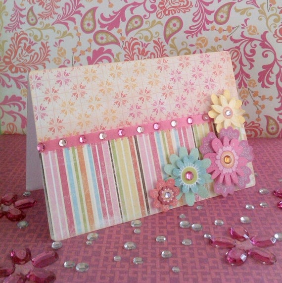 Items similar to Handmade Blank Card Flowers Greeting Card for any