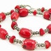 Red Coral Necklace - Chunky Red Coral Necklace - Red Silver Necklace - Red Beaded Necklace - Sterling Silver - Artisan Jewelry